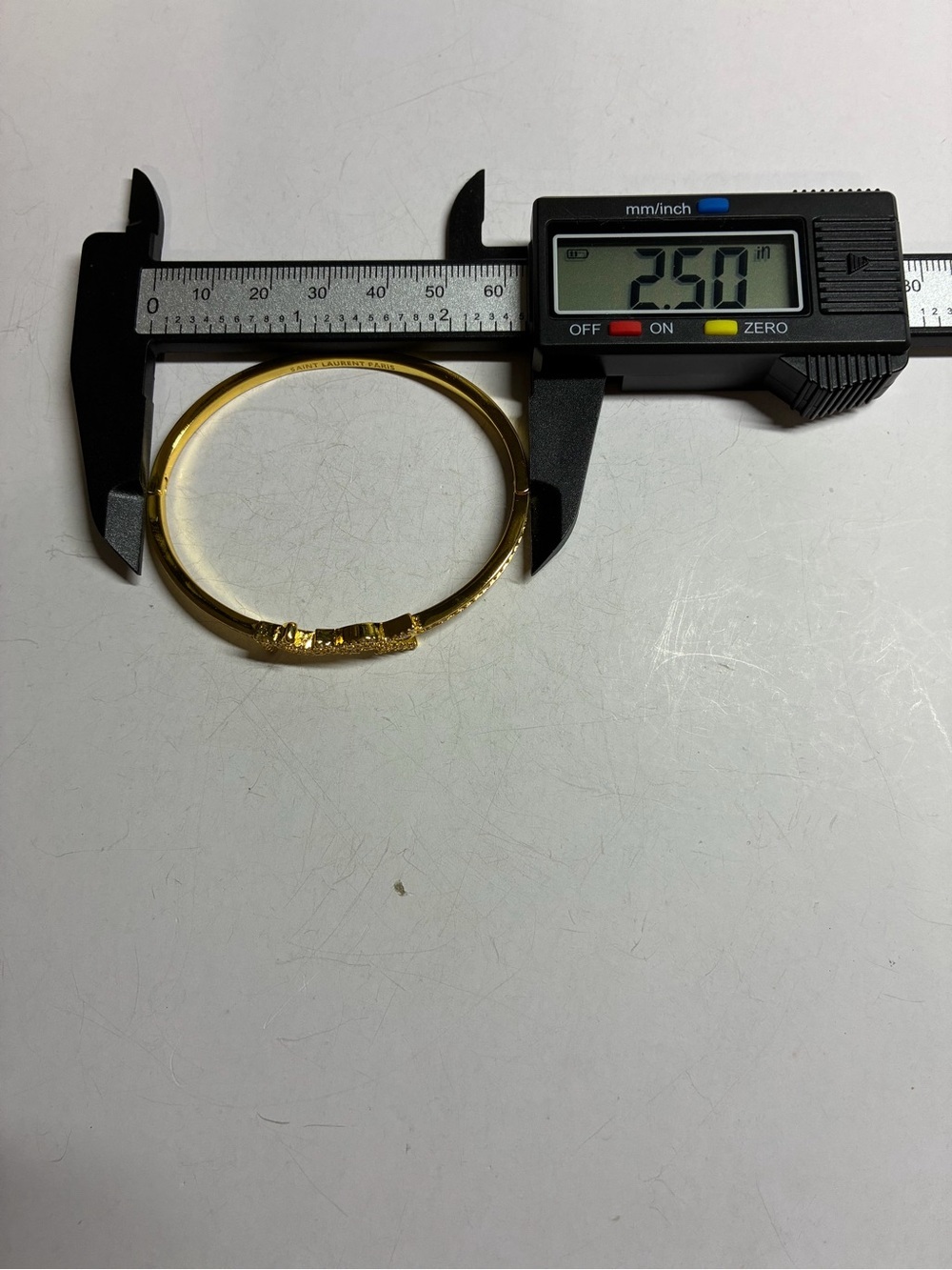 Gold Crystal YSL Script Logo Bangle - Picture 7 of 9